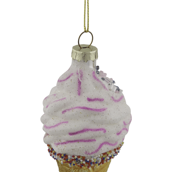 Northlight 4in. Vanilla Ice Cream Cone Glass Christmas Ornament