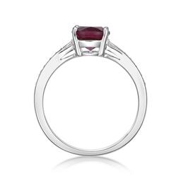 Sterling Silver Ring w/ Created Ruby & White Topaz Gemstones