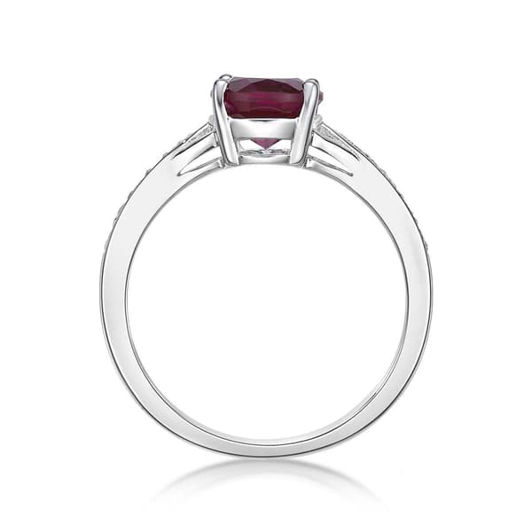 Sterling Silver Ring w/ Created Ruby & White Topaz Gemstones