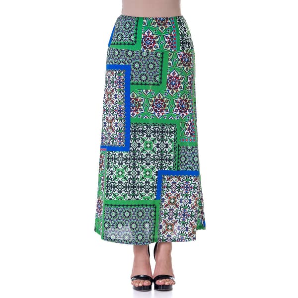 Womens 24/7 Comfort Apparel Green Scarf A-Line Maxi Skirt