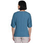 Womens Ali Miles Elbow Sleeve Solid Textured Blouse - image 2