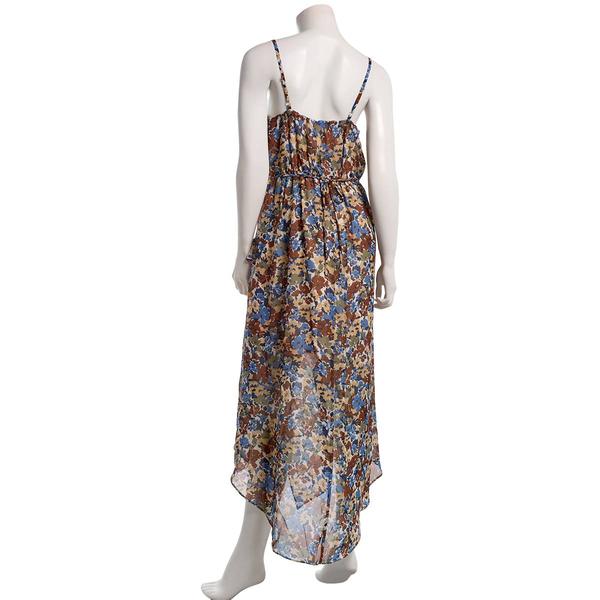 Juniors A. Byer Floral Asymmetrical Ruffle Side Slit Midi Dress