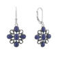 Chaps Silver-Tone & Sodalite Flower Drop Earrings - image 1