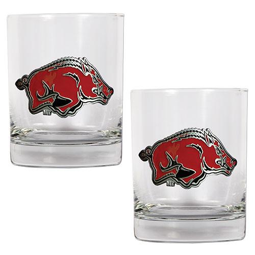 NCAA Arkansas Razorbacks 2pc. Rocks Glass Set