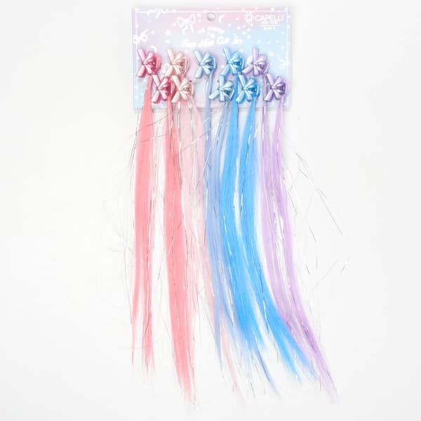 Girls Capelli(R) New York 10pc. Bow Claw Clips w/ Faux Hair - Pale - image 