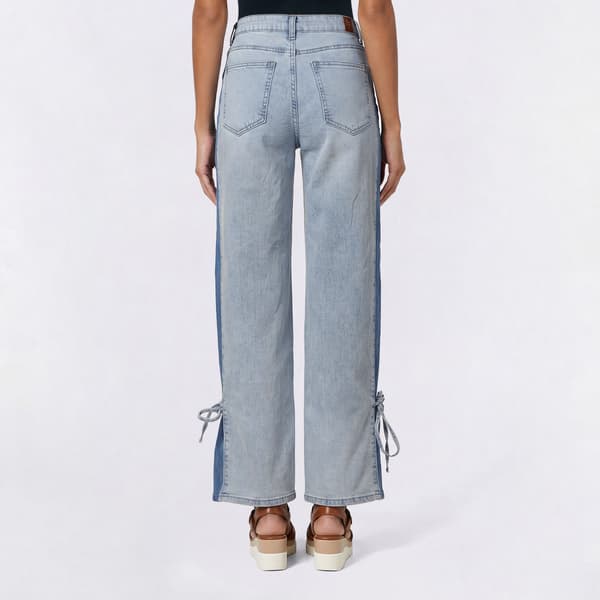 Juniors Gogo Jeans Color Block Side Panel Wide Leg Pants w/ Tie