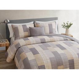 Home Retreat Lakeshore Plaid Grey Soft Cotton 2pc. Quilt Set