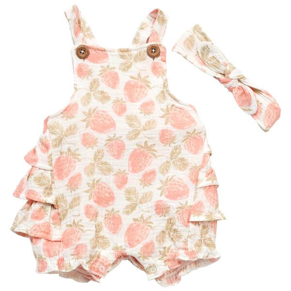 Baby Girl &#40;NB-9M&#41; Emily & Oliver&#40;R&#41; Strawberry Gauze Bubble Romper - image 