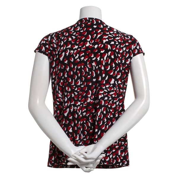 Womens Kasper Cap Sleeve Abstract Drape Neck Blouse