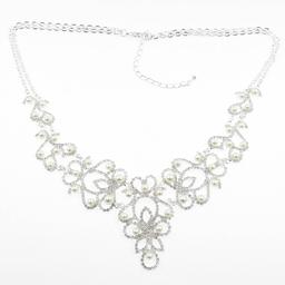 Rosa Rhinestones Pearl & Crystal Lace Statement Necklace