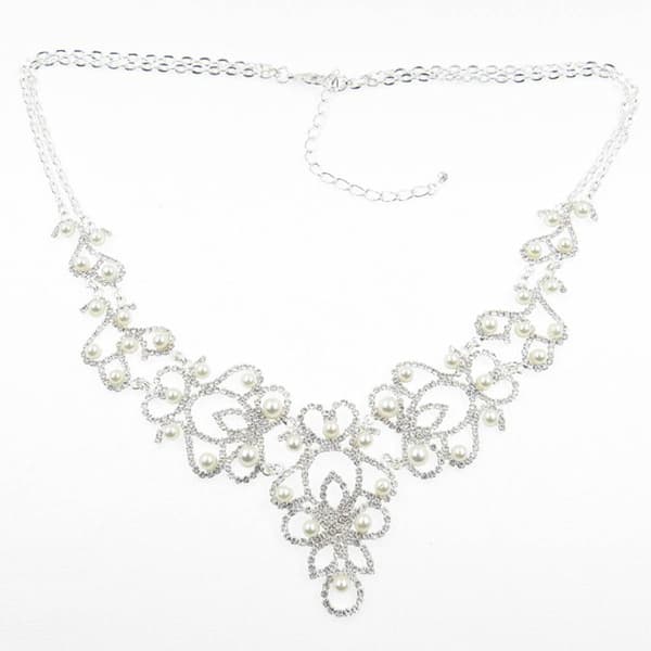 Rosa Rhinestones Pearl & Crystal Lace Statement Necklace - image 