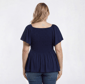 Juniors Plus Angie Solid Smock V Front Peasant Top - image 2