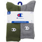 Mens Champion(R) 5pk. Crew Socks - Green / Grey / Navy - image 1