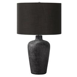 HomeRoots 24in. Black Ceramic Round Table Lamp