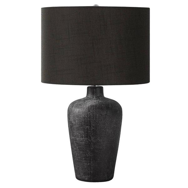 HomeRoots 24in. Black Ceramic Round Table Lamp - image 