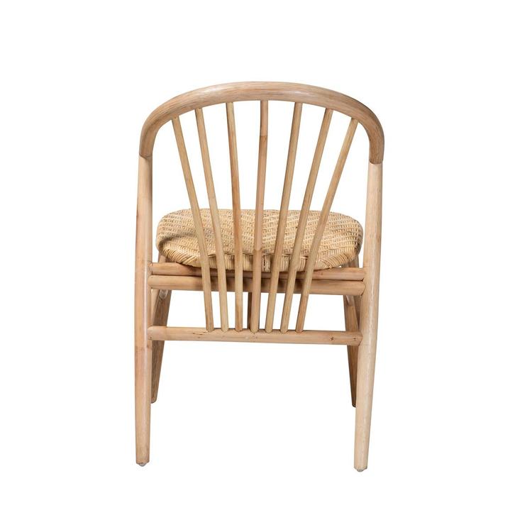 Baxton Studio Kobe Natural Brown Wood & Rattan Dining Chair