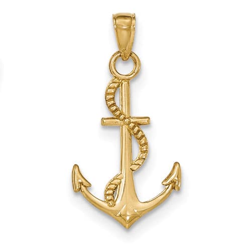 Gold Classics&#40;tm&#41; 14k. Polished Anchor & Rope Pendant - image 