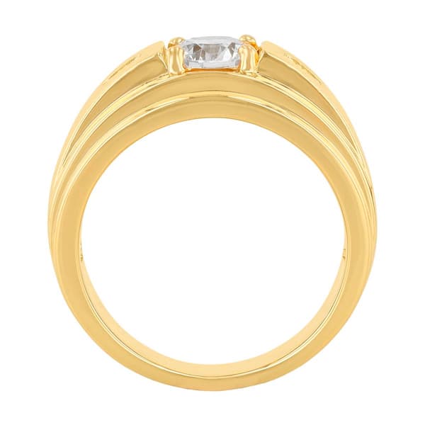 Mens Gentlemen''s Classics™ Sterling Silver Gold Plated CZ Ring