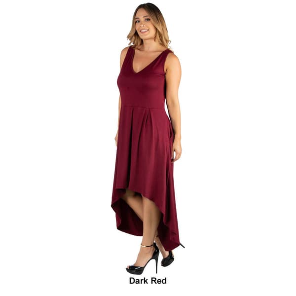 Plus Size 24/7 Comfort Apparel Hi Low Pleated Fit & Flare Dress