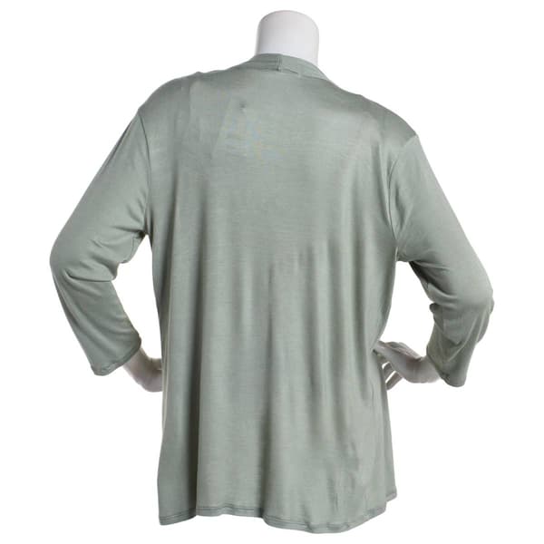 Womens Notations 3/4 Sleeve Solid Basic Knit Cardigan