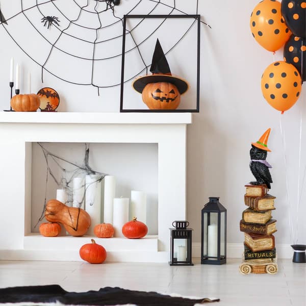National Tree 32in. Halloween Owl on Stacked Books Décor