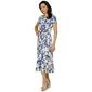 Womens Perceptions Short Sleeve Puff Floral Midi Dress - image 4
