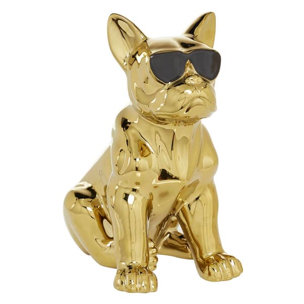 9th & Pike(R) Gold Ceramic Glam Dog Sculpture - image 