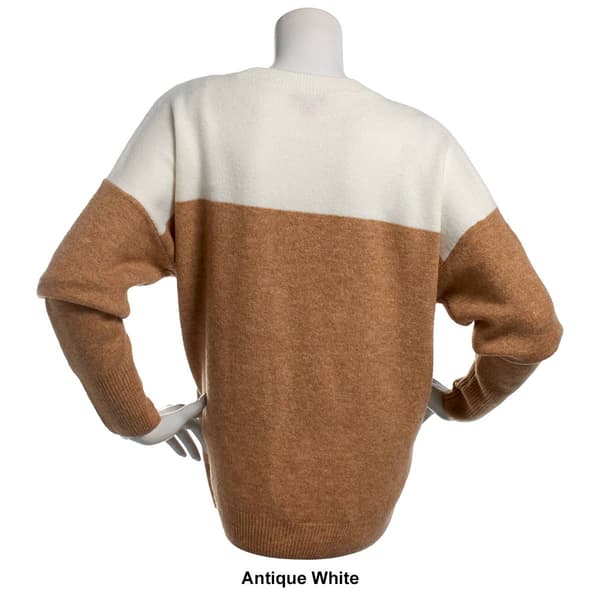 Womens Vince Camuto Long Sleeve Color Block Crew Neck Sweater