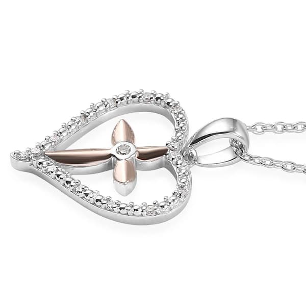 Nova Star® Two-Tone Lab Grown Diamond Cross Heart Pendant