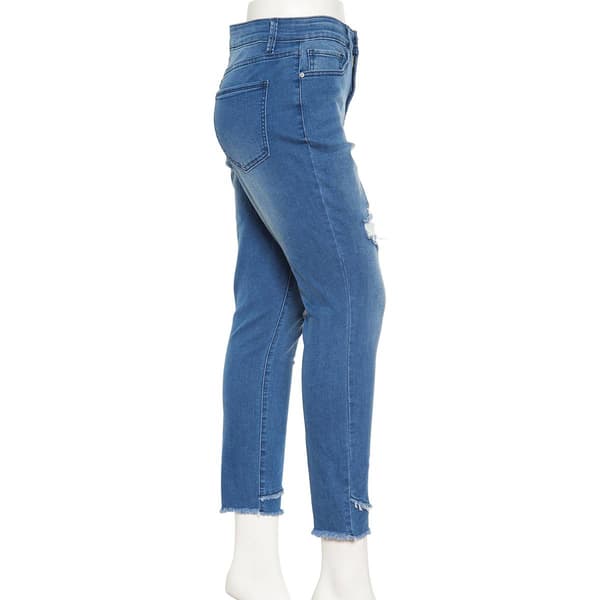 Plus Size Royalty Frayed Tulip Hem Ankle Jeans with Rips