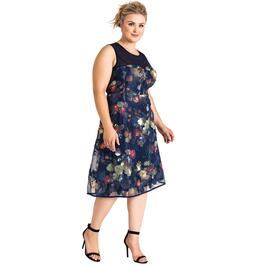 Plus Size Standards & Practices Floral Mesh Chiffon A-line Dress
