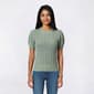 Juniors Pink Rose Short Sleeve Cable Pointelle Sweater - image 1