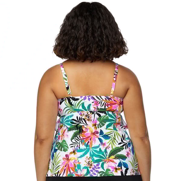 Plus Size Leilani Hawaiian Haven 3 Tiered Tankini Swim Top