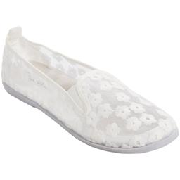 Womens Ashley Blue Canvas Lace Slip On Flats