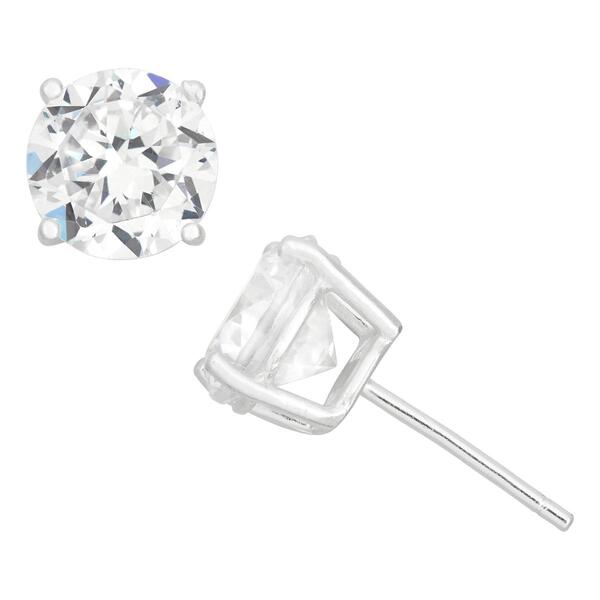 Forever New 8mm Round White Cubic Zirconia Stud Earrings - image 