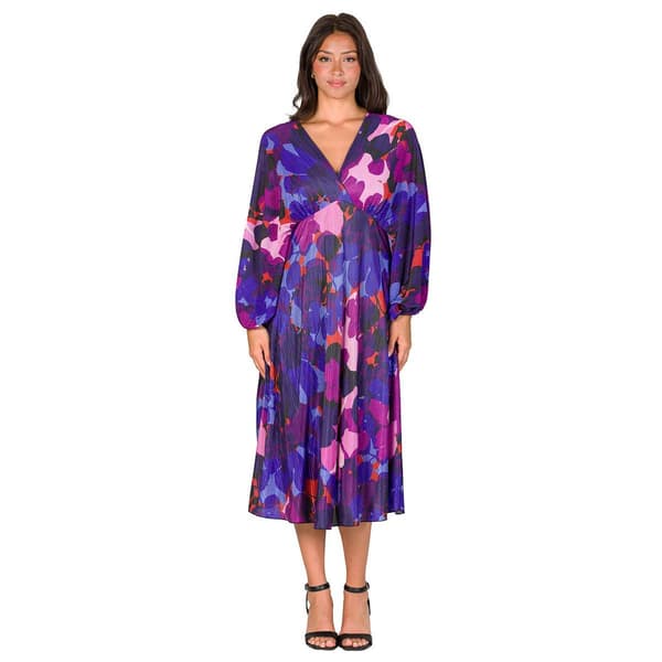 Womens 24/7 Comfort Apparel Multicolor Empire Waist Midi Dress