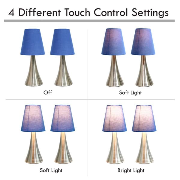 Simple Designs Valencia Touch Table Lamp Set w/Shade-Set of 2