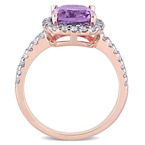Gemstones Classics&#8482; 10kt. Rose Gold Amethyst & White Topaz Ring