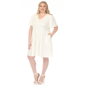 Plus Size White Mark Short Sleeve V Neck Solid A-Line Dress - image 2