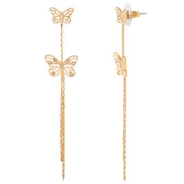 Jessica Simpson Yellow Gold Butterfly Dangle Earrings