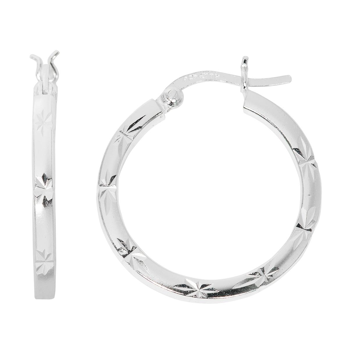 Danecraft Silver Plated Starburst Design Hoop Earrings