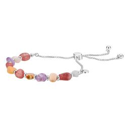 Shine Fine Silver Plated over brass Pink Stone Bolo  Bracelet