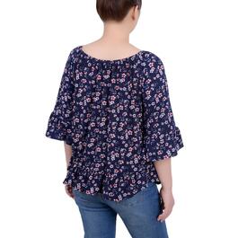 Womens NY Collection Elbow Flounce Sleeve Print Jersey Top