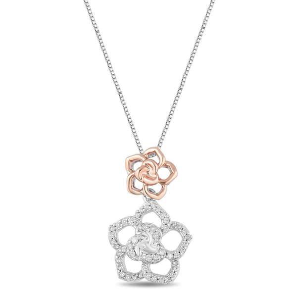 Enchanted by Disney Sterling Silver Belle Flower Pendant - image 