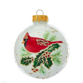 Kurt S. Adler White w/ Cardinal Glass Ball 6pc. Ornament Set