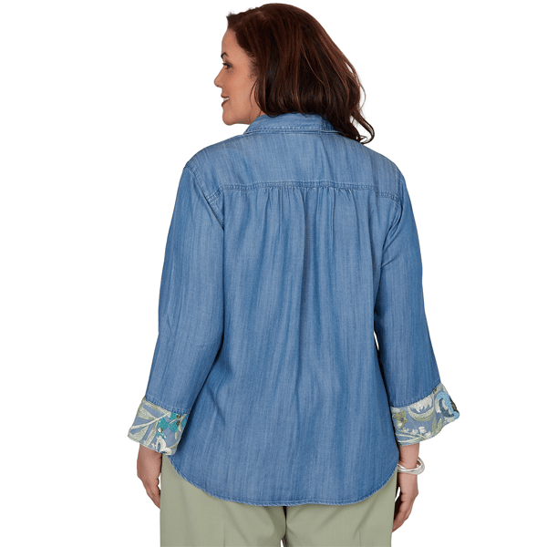 Plus Size Alfred Dunner Indigo Girls Button Front Denim Blouse