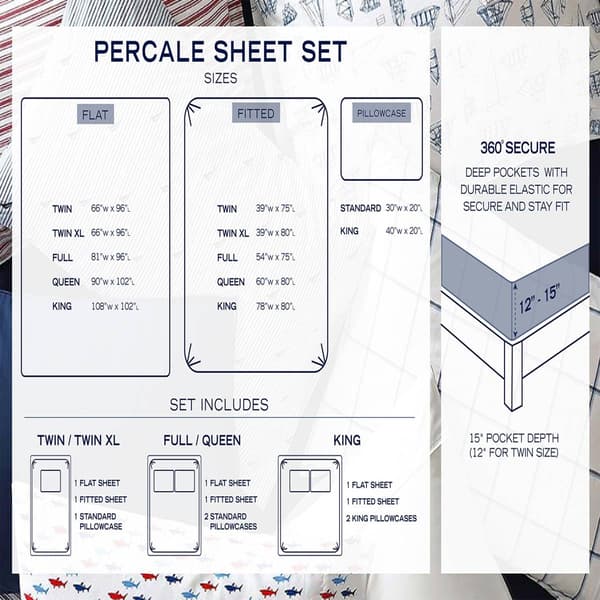 Nautica Star Spangled Coastal Percale Cotton Sheet Set