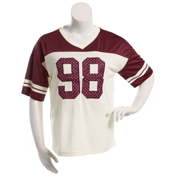 Juniors Derek Heart Mesh Oversized Boxy Football Tee - image 