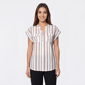 Womens Cure Short Dolman Sleeve 1/2 Zipper Stripe Blouse - image 1