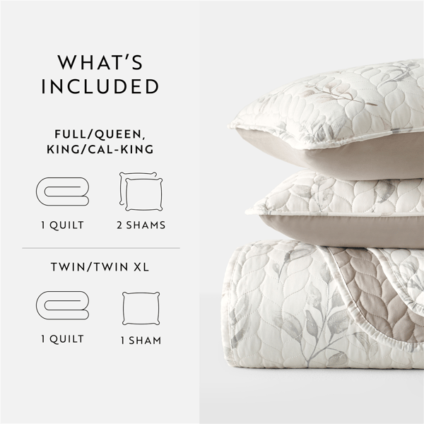 Soft Essentials Ultra Soft Botanical Reversible Quilt Set